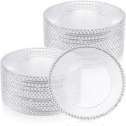 Clear glass beaded charger plates