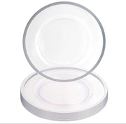Silver rim glass charger plates