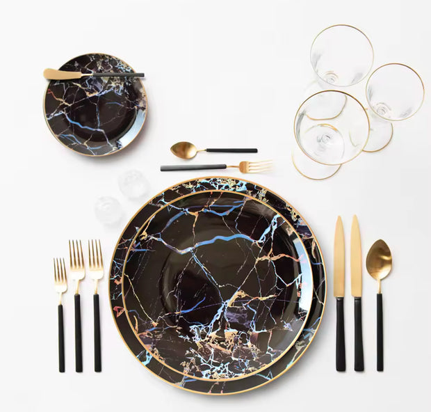 Black marble dinner & side plates