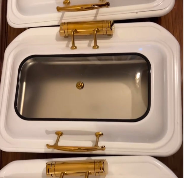 9 Litres Luxurious high quality white & gold chafing Dishes 🔥🔥