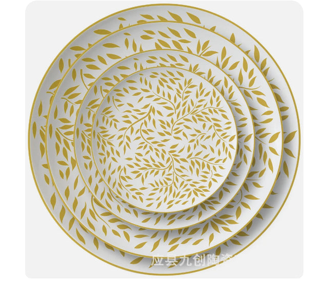 Gold leaf ceramic plates