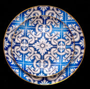 Blue pattern dinner & side plates