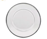 Silver rim glass charger plates