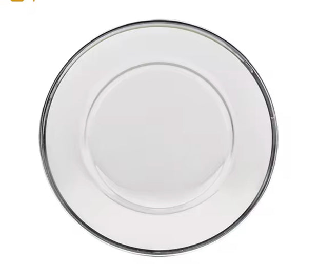 Silver rim glass charger plates
