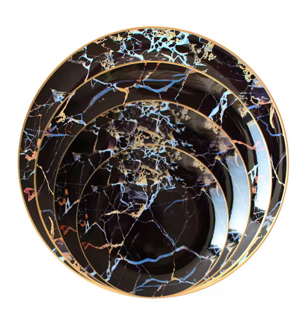 Black marble dinner & side plates