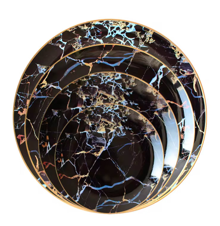 Black marble dinner & side plates