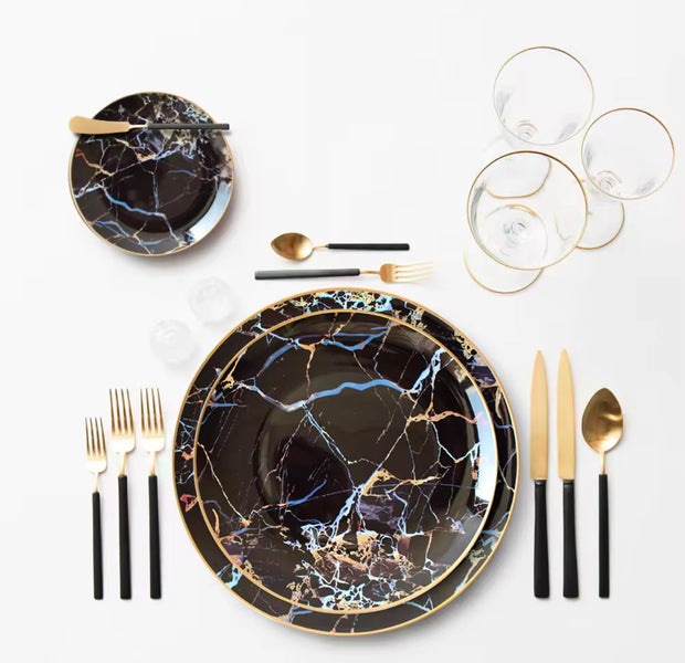 Black marble dinner & side plates