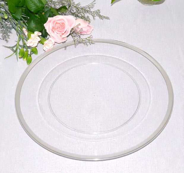 Silver rim glass charger plates