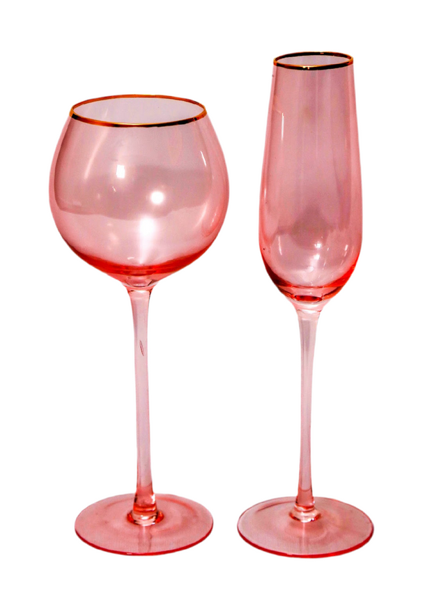 Pink Champagne 🥂 & long slim wine glasses