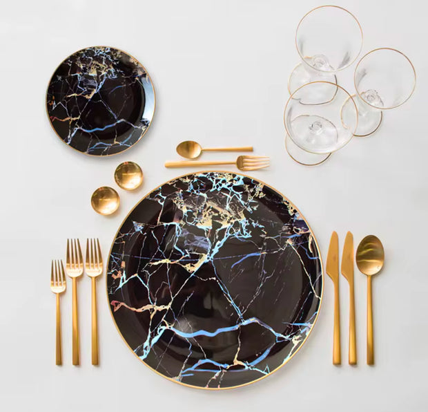 Black marble dinner & side plates