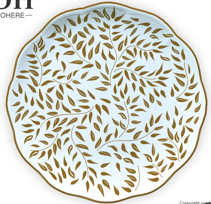 Gold leaf ceramic plates