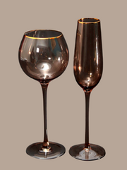 Long stem Brown Champagne 🥂 & long stem slim wine glasses