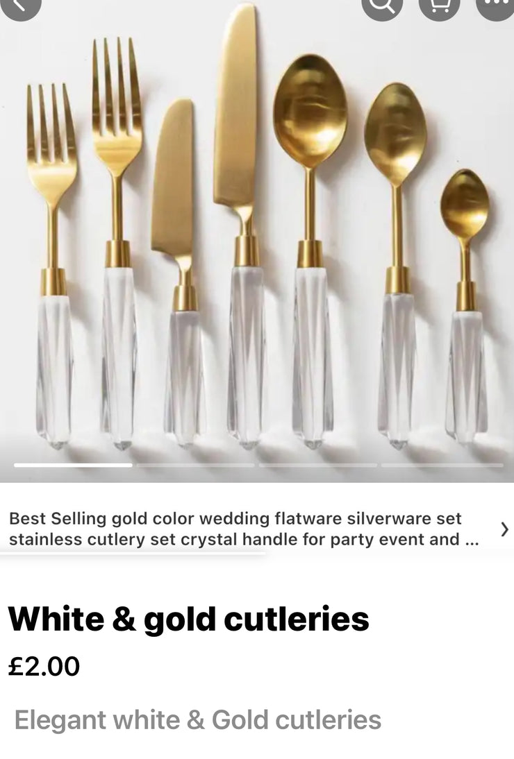 Transparent elegant gold cutleries