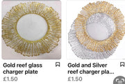 Gold reef glass charger plate