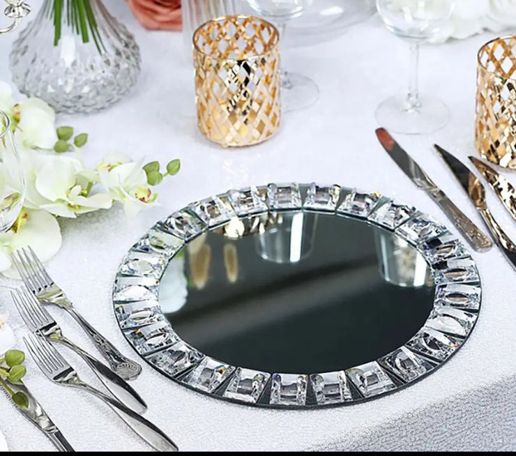 Mirror glass charger plates