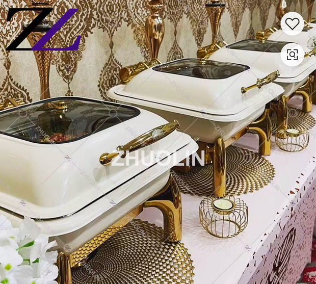 9 Litres Luxurious high quality white & gold chafing Dishes 🔥🔥