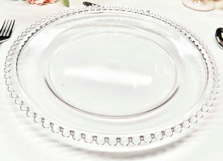 Clear glass beaded charger plates