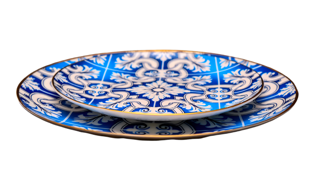 Blue pattern dinner & side plates