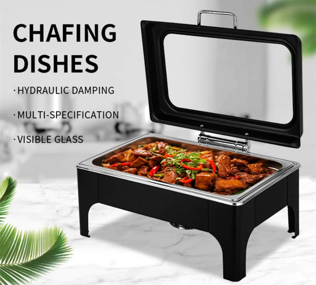 Luxury black chaffing dish buffet set chafing food warmer