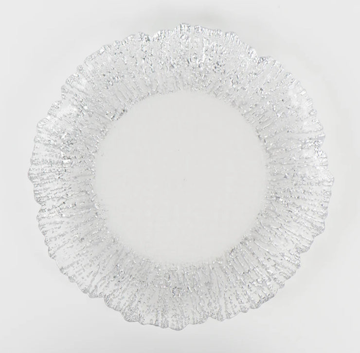 Silver reef glass charger plates