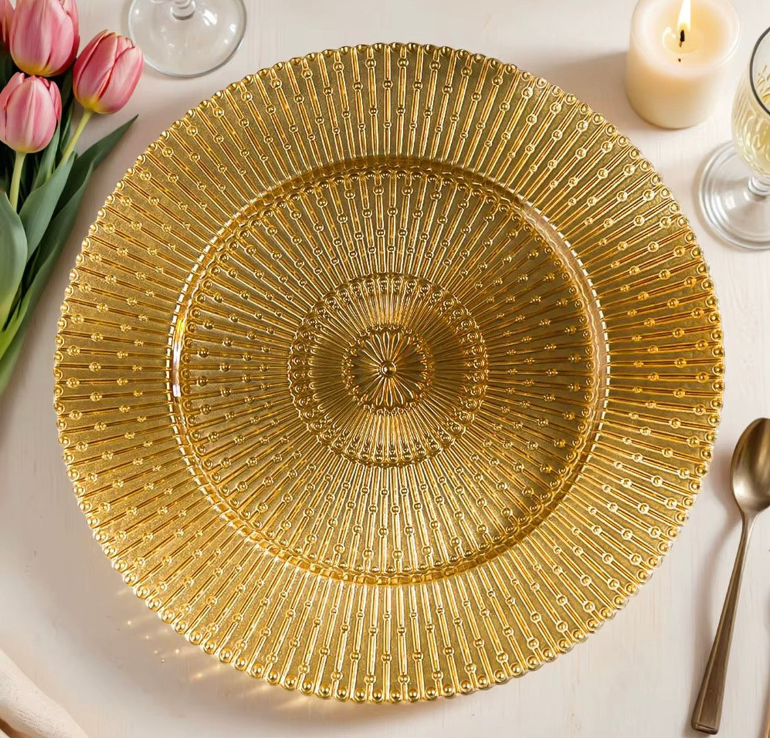 Amber Gold glass charger plates