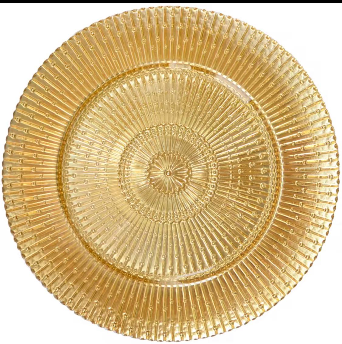 Amber Gold glass charger plates