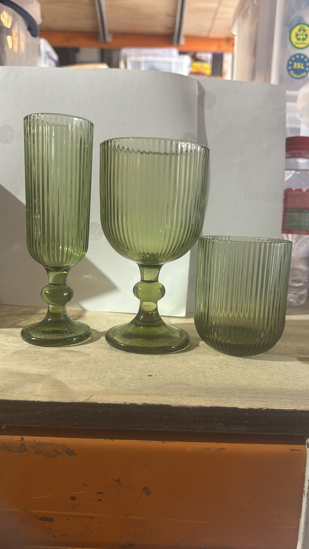 Green stripped glassware
