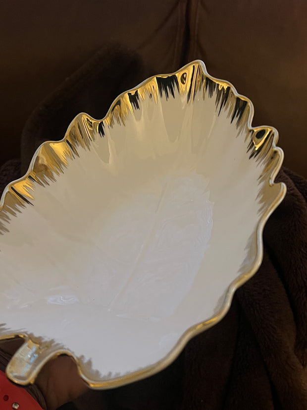 Gold rim leaf serving Bowls