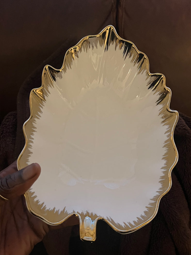 Gold rim leaf serving Bowls