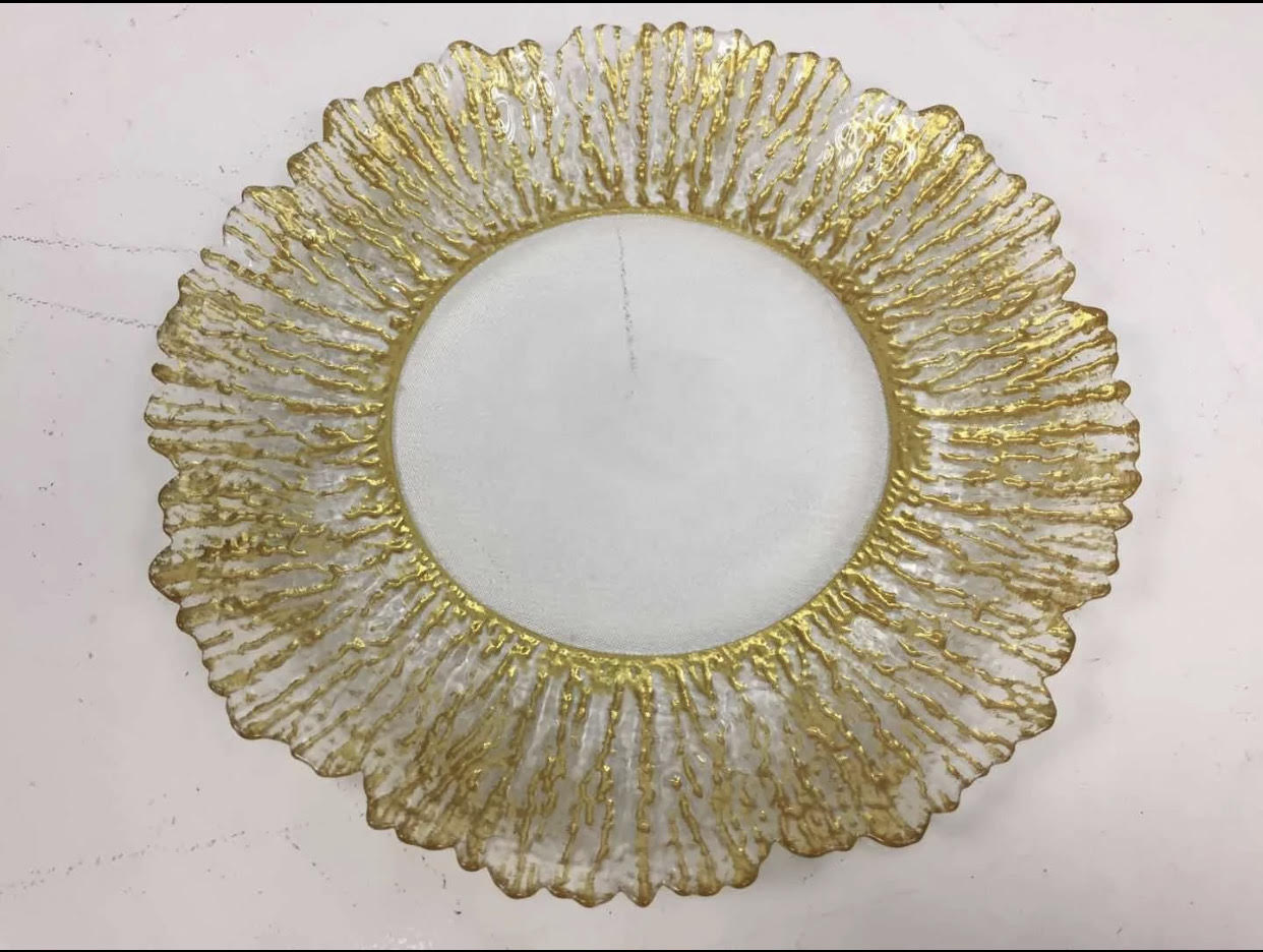 Gold reef glass charger plate